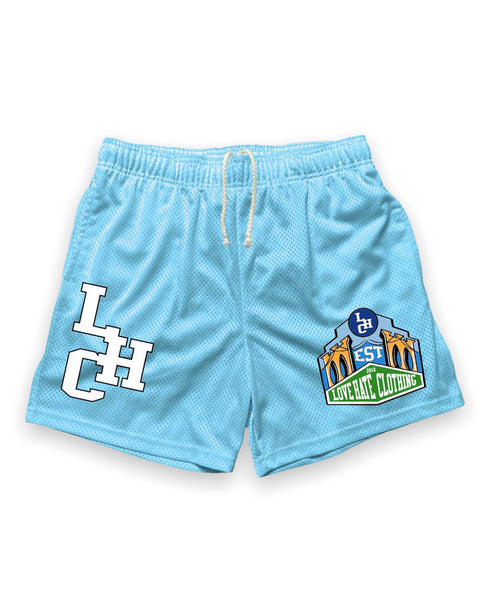 LHC Mesh Shorts (Sky Blue) - Love Hate Clothing LLC