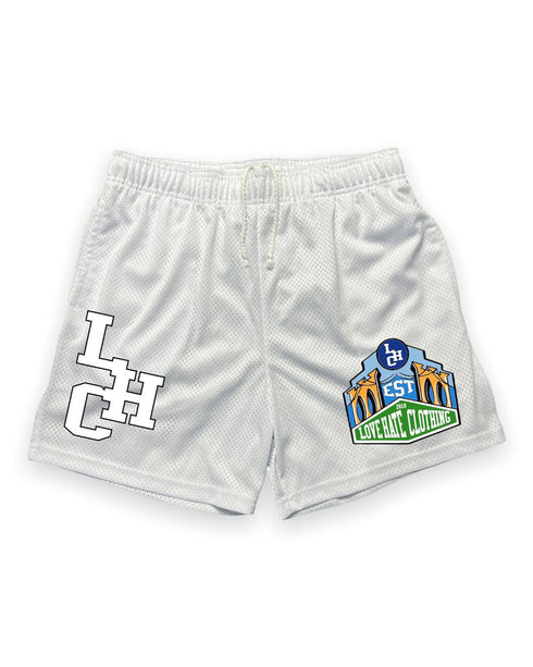 LHC Mesh Shorts (White) - Love Hate Clothing LLC